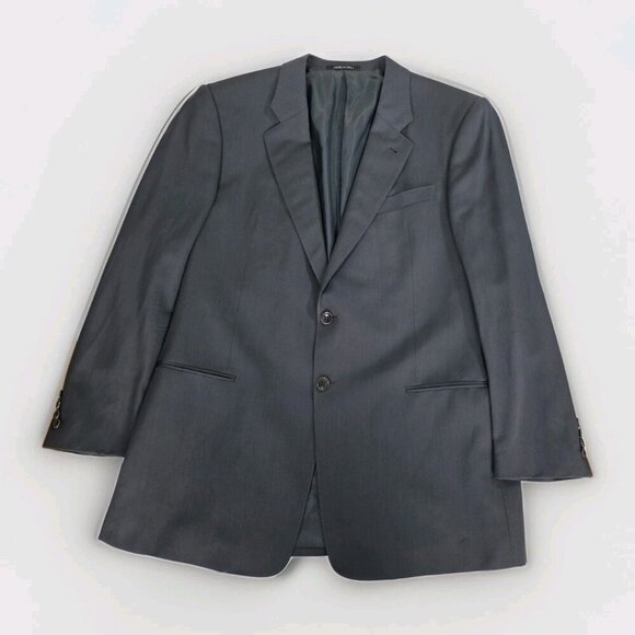 Armani Collezione Blazer Men US 44R Gray Wool Blend Lined 2B Double Vented Italy - Picture 9 of 16